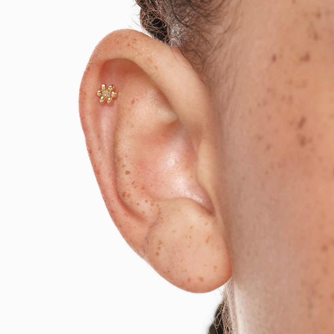 0.008 TCW Round Lab-Grown Diamond Daisy Helix Single Stud Earring