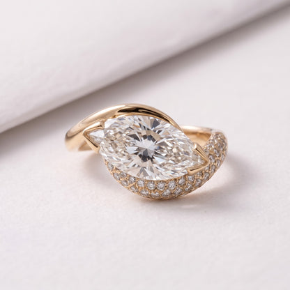 2 CT Marquise Cut Semi Pave Lab-Grown Diamond Engagement Ring