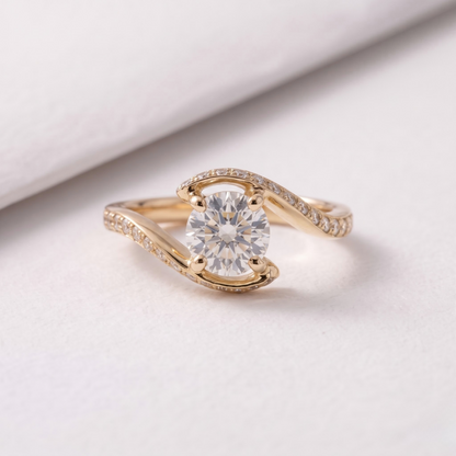2 CT Pear Cut Curved Lab-Grown Diamond Engagement Ring