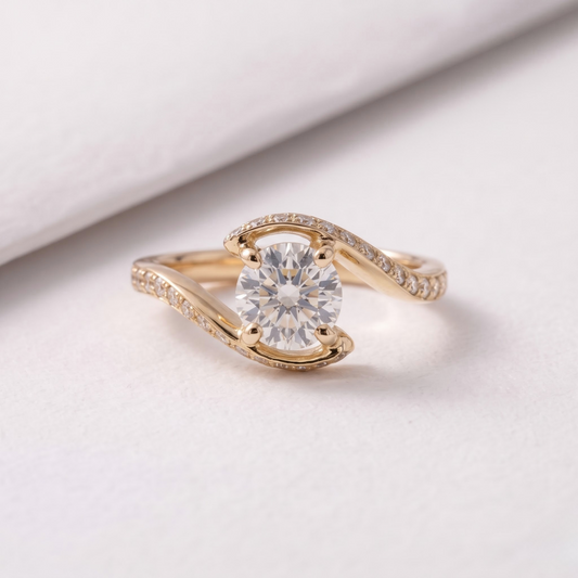 2 CT Pear Cut Curved Lab-Grown Diamond Engagement Ring