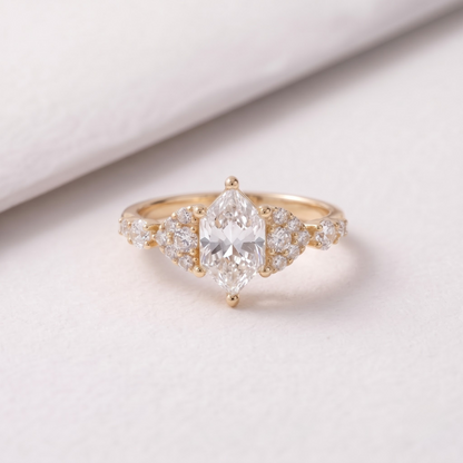 2 CT Pear Cut Curved Lab-Grown Diamond Engagement Ring