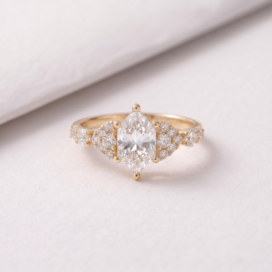 2 CT Pear Cut Curved Lab-Grown Diamond Engagement Ring