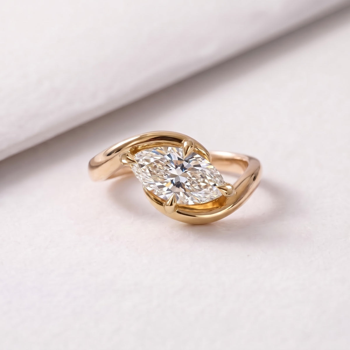 2 CT East West Marquise Cut Solitaire Lab-Grown Diamond Engagement Ring