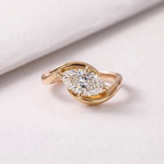 2 CT East West Marquise Cut Solitaire Lab-Grown Diamond Engagement Ring