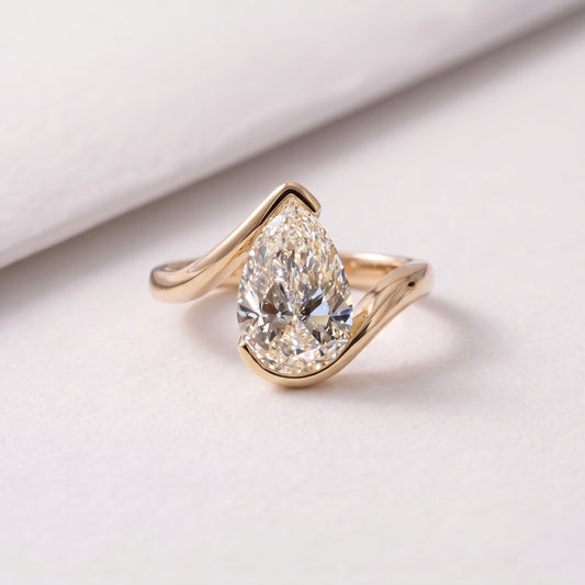 2.5 CT Pear Cut Solitaire Lab-Grown Diamond Engagement Ring