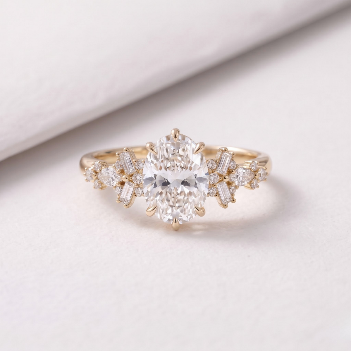 2 CT Pear Cut Curved Lab-Grown Diamond Engagement Ring