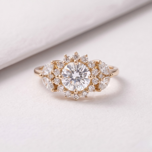2 CT Pear Cut Curved Lab-Grown Diamond Engagement Ring