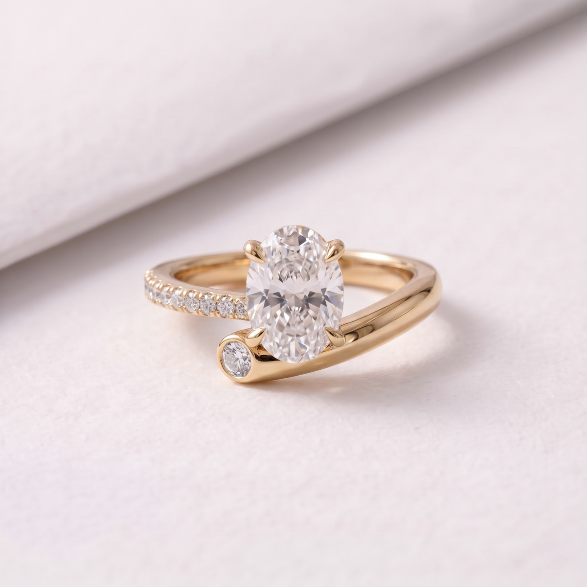 2 CT Pear Cut Curved Lab-Grown Diamond Engagement Ring