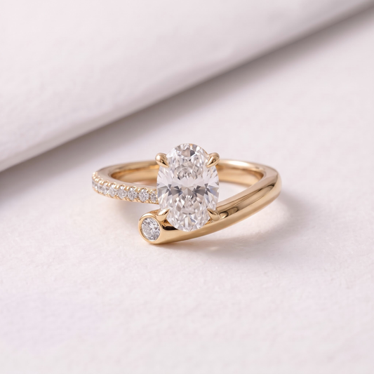 2 CT Pear Cut Curved Lab-Grown Diamond Engagement Ring