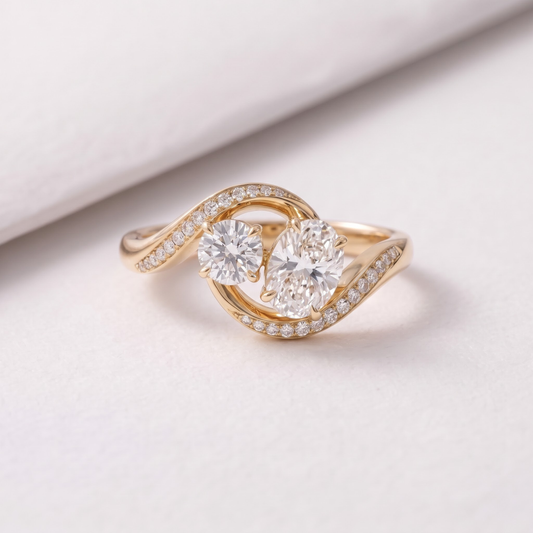 2 CT Pear Cut Curved Lab-Grown Diamond Engagement Ring