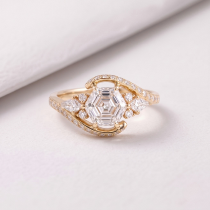 2 CT Pear Cut Curved Lab-Grown Diamond Engagement Ring