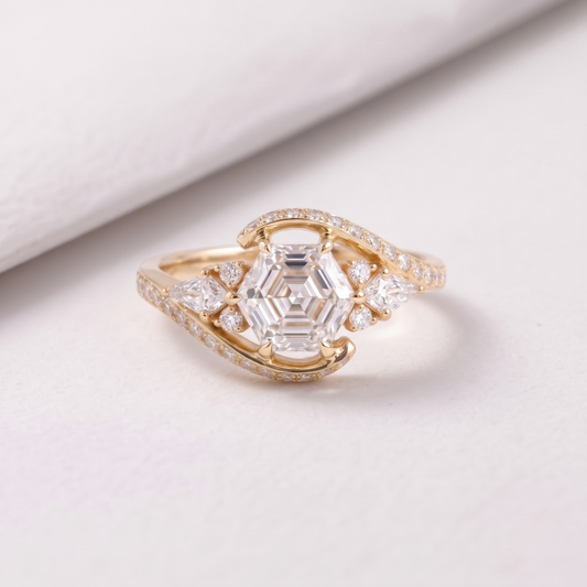 2 CT Pear Cut Curved Lab-Grown Diamond Engagement Ring