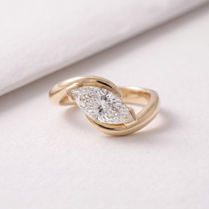 2 CT East West Marquise Cut Solitaire Lab-Grown Diamond Engagement Ring