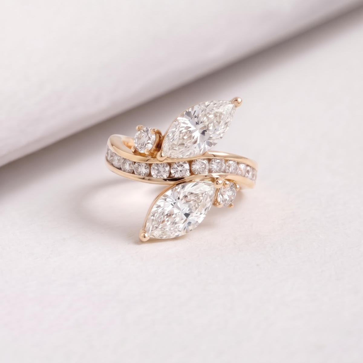 2 CT Pear Cut Curved Lab-Grown Diamond Engagement Ring