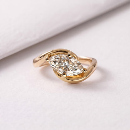1.5 CT East West Marquise Cut Solitaire Lab-Grown Diamond Engagement Ring