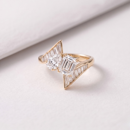 2 CT Pear Cut Curved Lab-Grown Diamond Engagement Ring