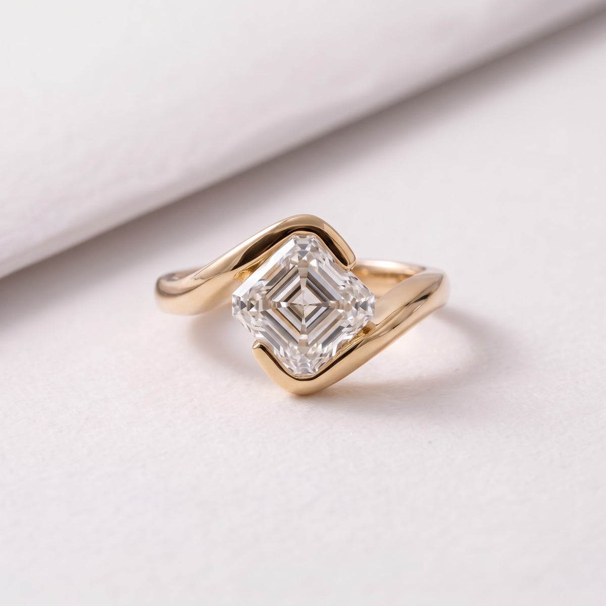 1.5 CT Asscher Cut Curved Lab-Grown Diamond Engagement Ring