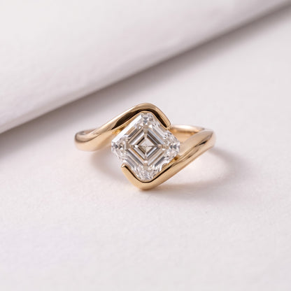 1.5 CT Asscher Cut Curved Lab-Grown Diamond Engagement Ring