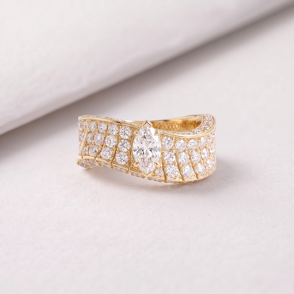 2 CT Pear Cut Curved Lab-Grown Diamond Engagement Ring