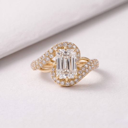 2 CT Pear Cut Curved Lab-Grown Diamond Engagement Ring