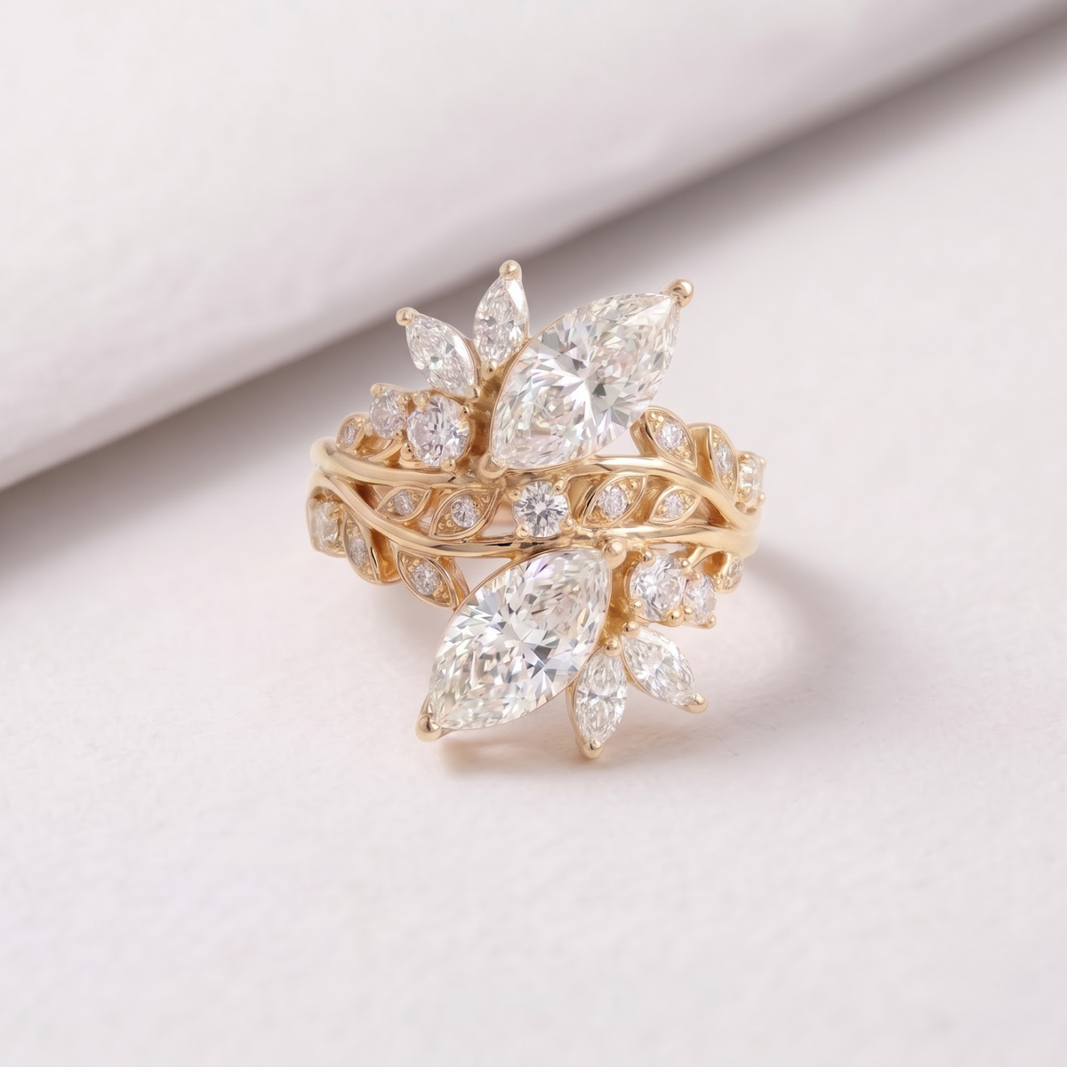 2 CT Pear Cut Curved Lab-Grown Diamond Engagement Ring
