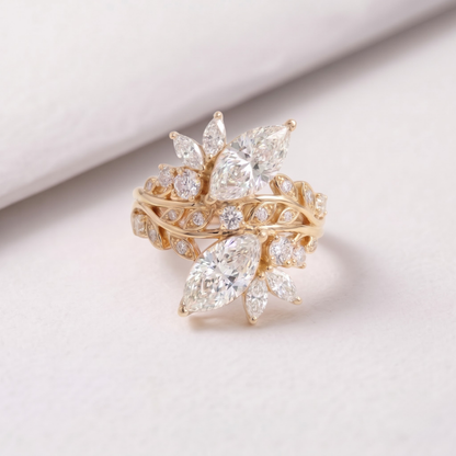 2 CT Pear Cut Curved Lab-Grown Diamond Engagement Ring