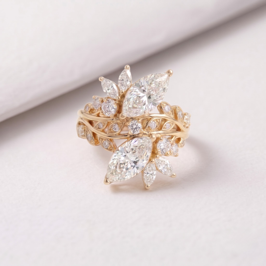 2 CT Pear Cut Curved Lab-Grown Diamond Engagement Ring