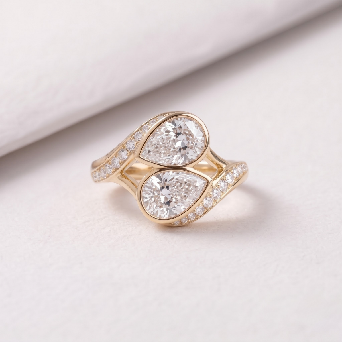 2 CT Pear Cut Curved Lab-Grown Diamond Engagement Ring