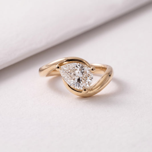 1 CT East West Pear Cut Solitaire Lab-Grown Diamond Engagement Ring