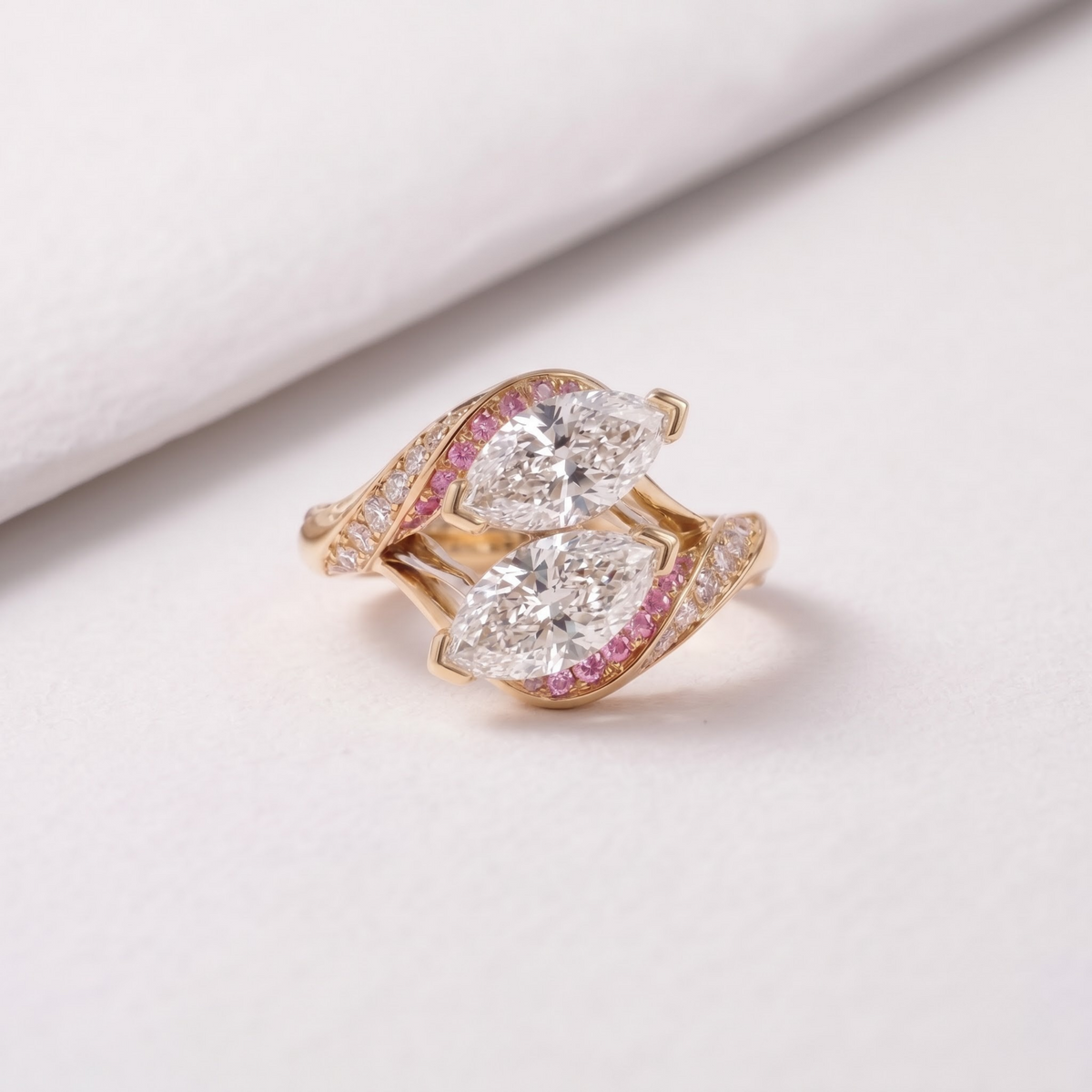 2 CT Pear Cut Curved Lab-Grown Diamond Engagement Ring