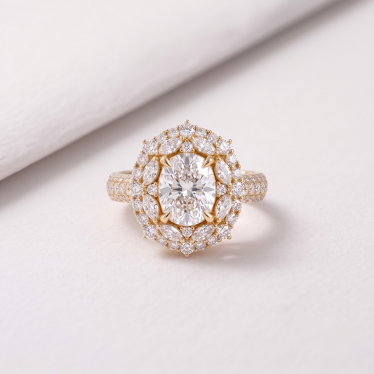 2 CT Pear Cut Curved Lab-Grown Diamond Engagement Ring