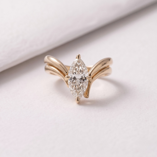 1 CT Marquise Cut Solitaire Lab-Grown Diamond Bridal Set
