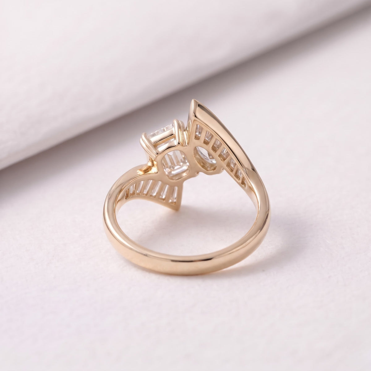2 CT Pear Cut Curved Lab-Grown Diamond Engagement Ring