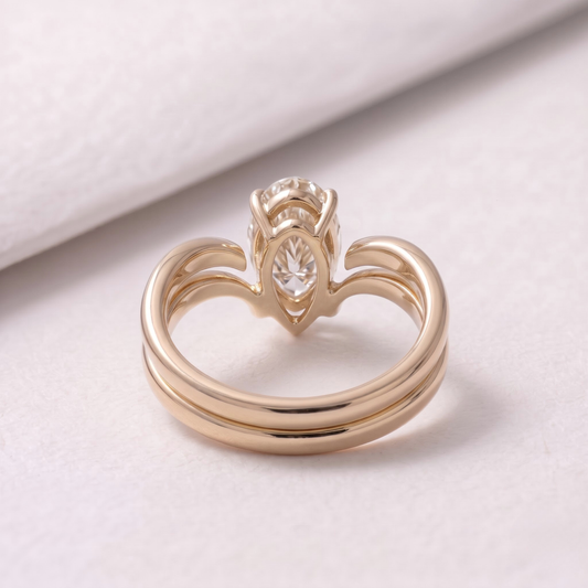 3 CT Moval Cut Curved Lab-Grown Diamond Bridal Set