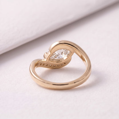 1 CT Marquise Cut Semi Pave Lab-Grown Diamond Engagement Ring