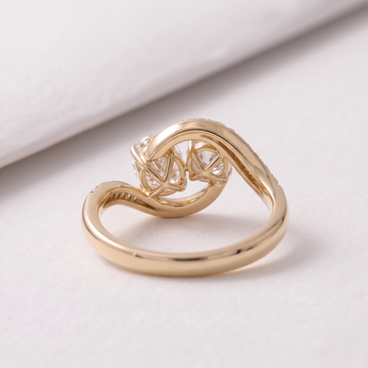 2 CT Pear Cut Curved Lab-Grown Diamond Engagement Ring
