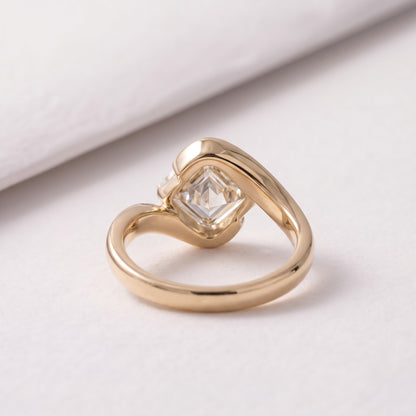 1.5 CT Asscher Cut Curved Lab-Grown Diamond Engagement Ring