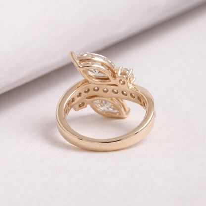 2 CT Pear Cut Curved Lab-Grown Diamond Engagement Ring