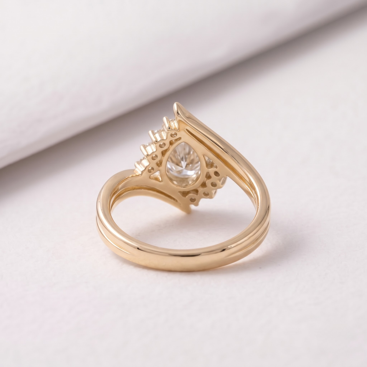 2 CT Pear Cut Curved Lab-Grown Diamond Engagement Ring
