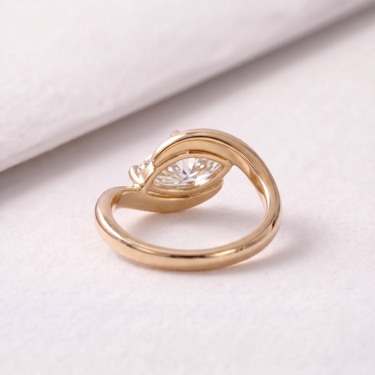 2 CT East West Marquise Cut Solitaire Lab-Grown Diamond Engagement Ring