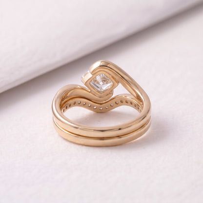 1.5 CT Asscher Cut Swirl Solitaire Lab-Grown Diamond Bridal Set