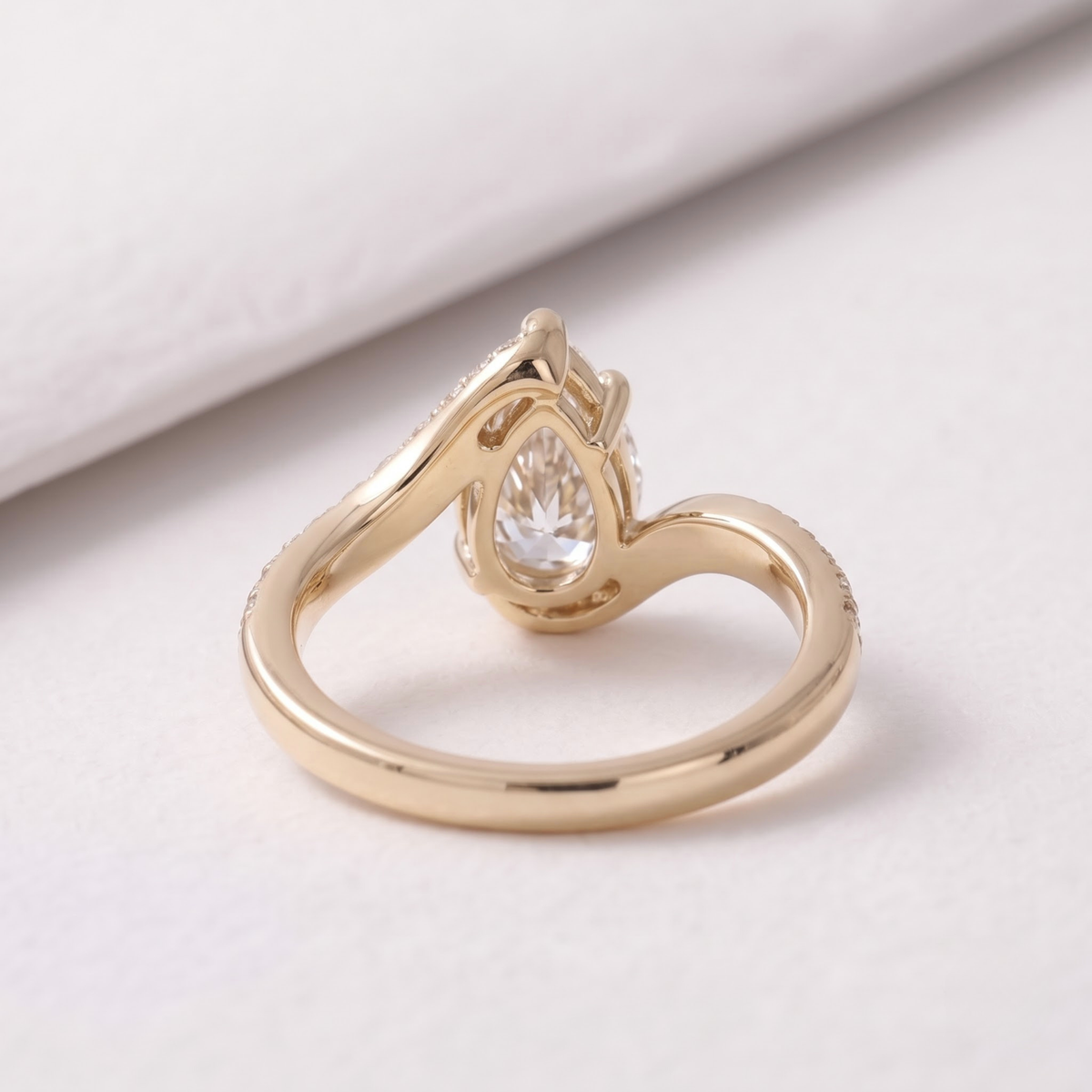2 CT Pear Cut Curved Lab-Grown Diamond Engagement Ring