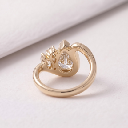 2 CT Pear Cut Curved Lab-Grown Diamond Engagement Ring