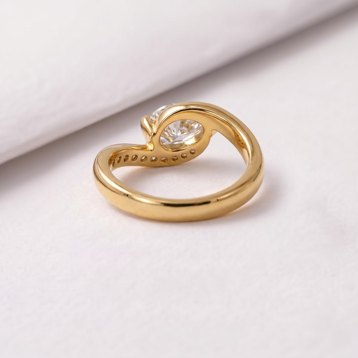 1 CT East West Pear Cut Semi Pave Lab-Grown Diamond Engagement Ring