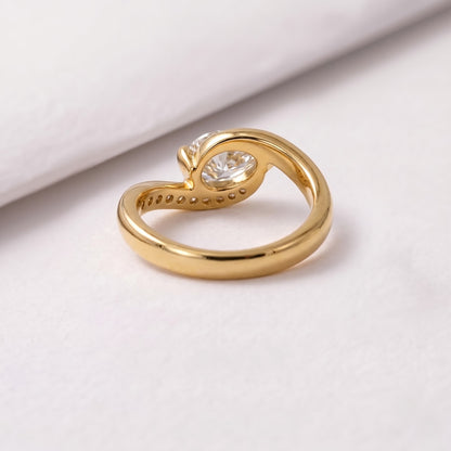1 CT East West Pear Cut Semi Pave Lab-Grown Diamond Engagement Ring