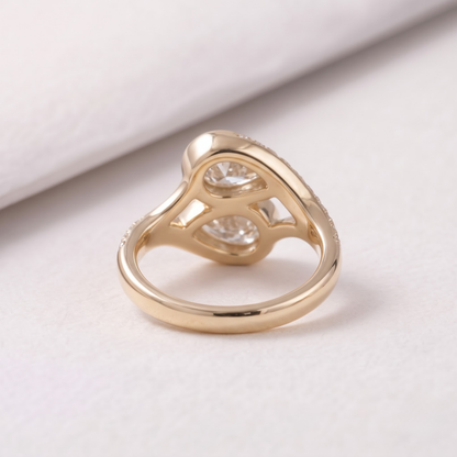 2 CT Pear Cut Curved Lab-Grown Diamond Engagement Ring