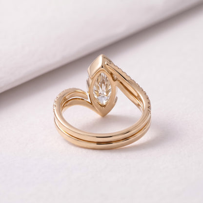 2 CT Marquise Cut Wrap Pave Lab-Grown Diamond Bridal Set
