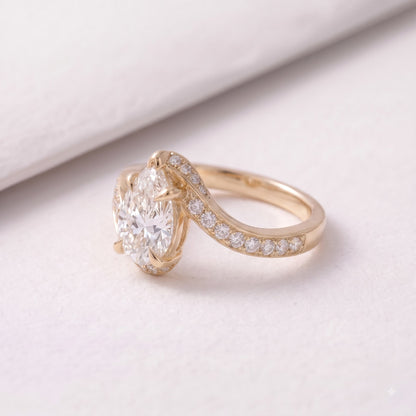 2 CT Pear Cut Curved Lab-Grown Diamond Engagement Ring