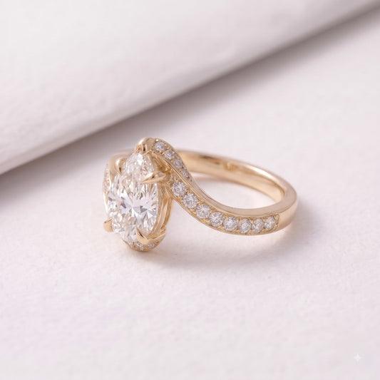 2 CT Pear Cut Curved Lab-Grown Diamond Engagement Ring