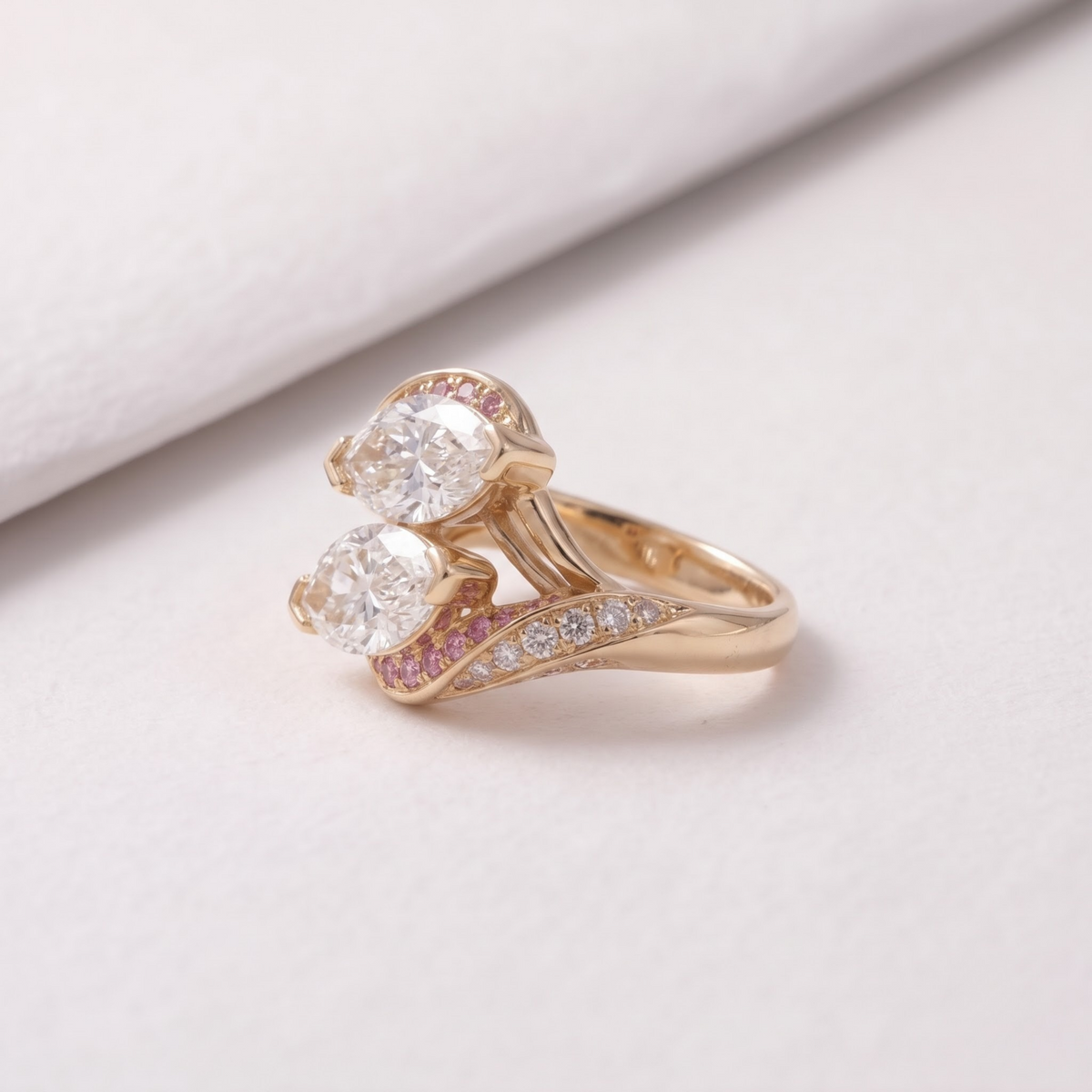 2 CT Pear Cut Curved Lab-Grown Diamond Engagement Ring